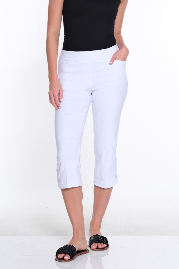 Solid Fine Line Capri- White