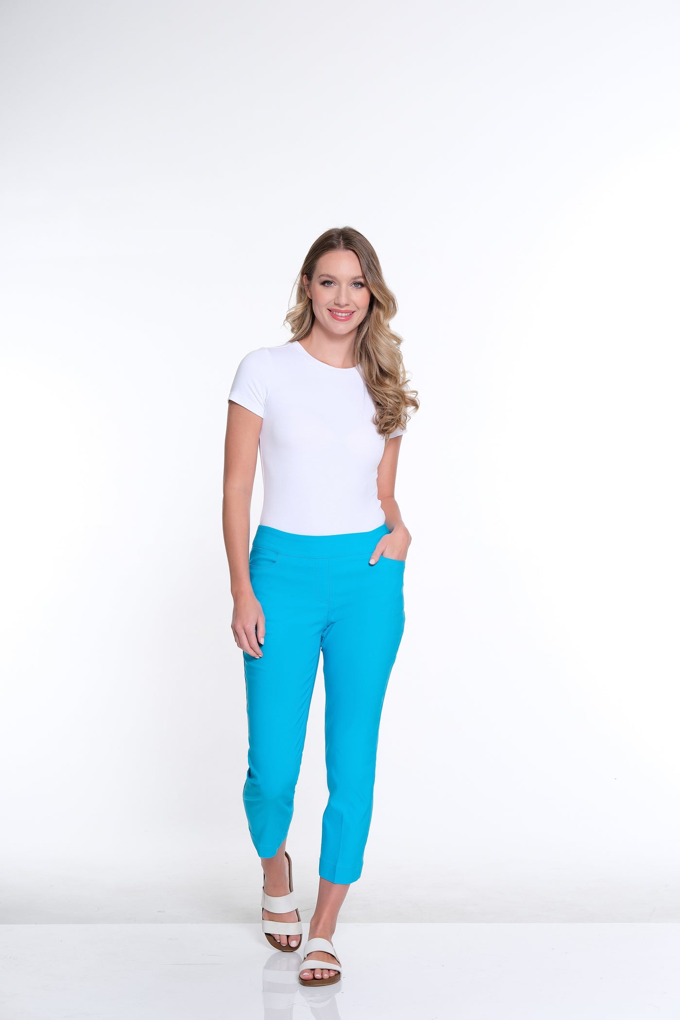 Pull-On Crop Pant With Real Front & Back Pockets - Ocean