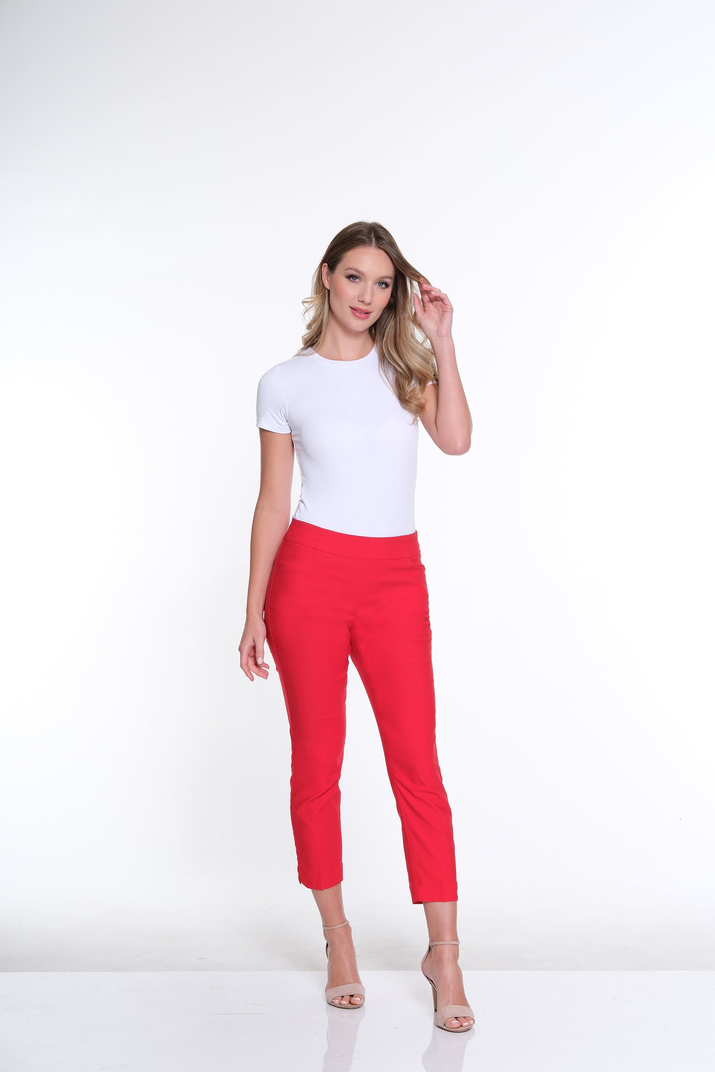 Pull-On Crop Pant With Real Front & Back Pockets - Red