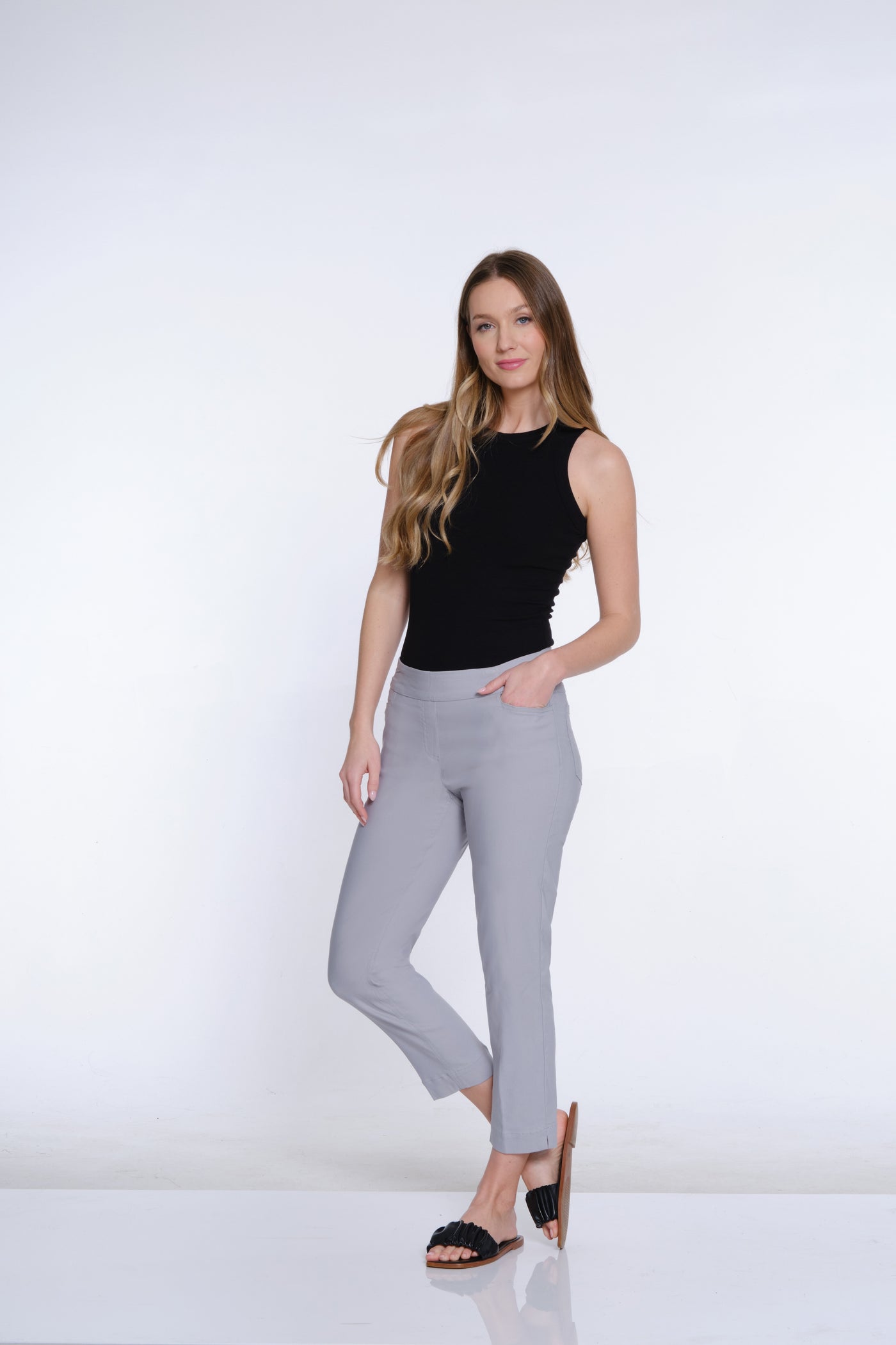 Pull-On Crop Pant With Real Front & Back Pockets - Petite - Sky Grey