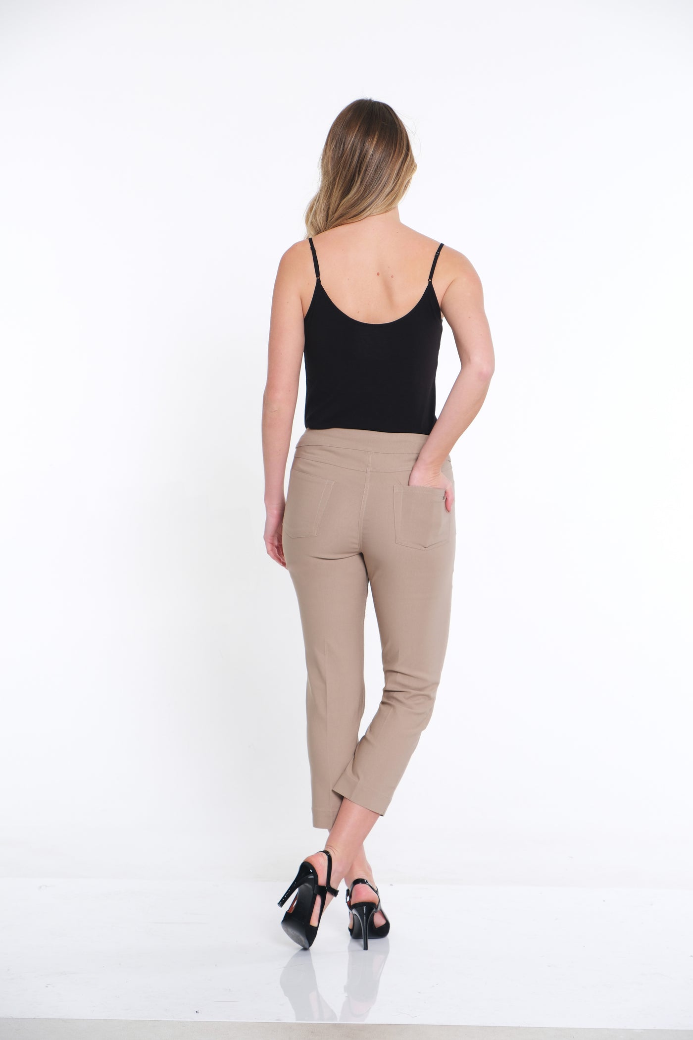 Pull-On Crop Pant With Real Front & Back Pockets - Stone