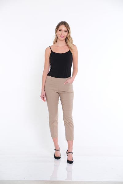 Pull-On Crop Pant With Real Front & Back Pockets - Stone