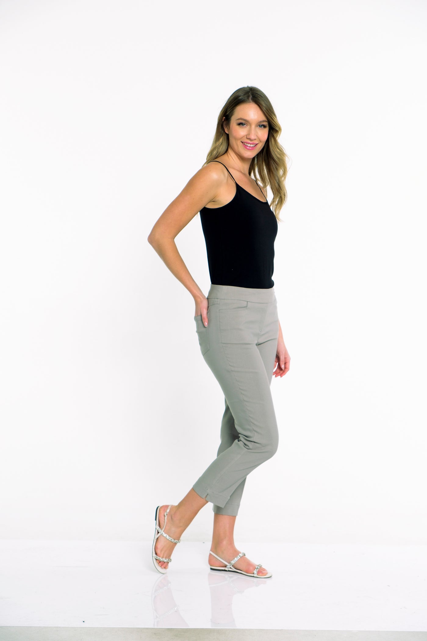 PLUS Pull-On Crop Pant With Real Front & Back Pockets - Women's - Nickel