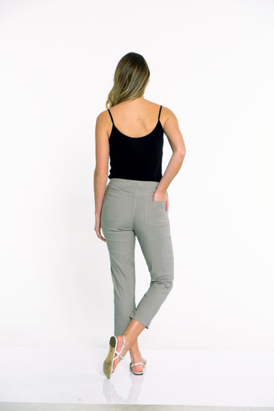 Pull-On Crop Pant With Real Front & Back Pockets - Nickel