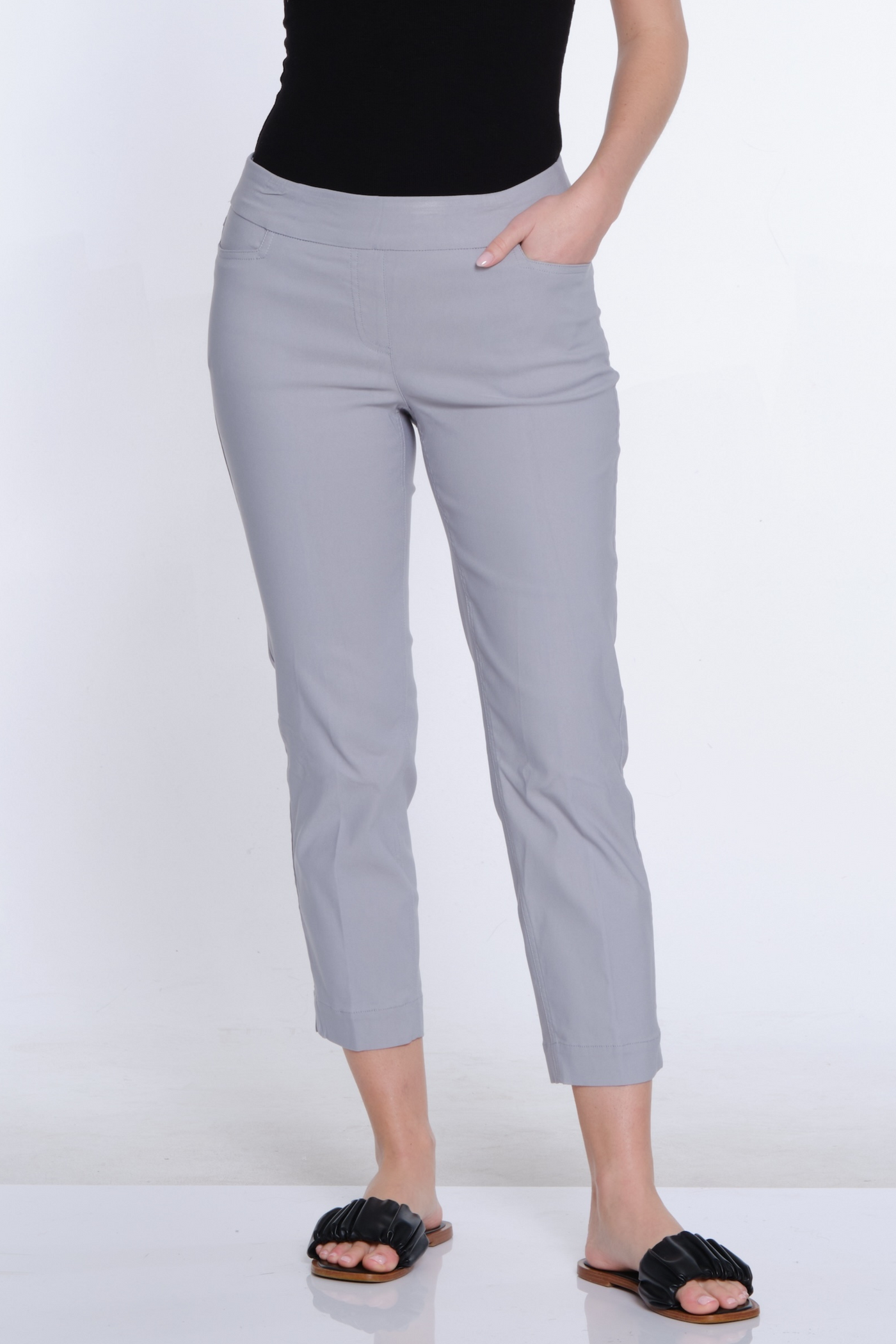 Pull-On Crop Pant With Real Front & Back Pockets - Petite - Sky Grey