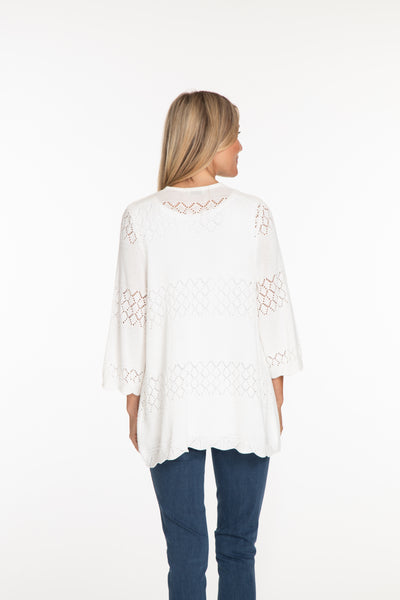 Bell Sleeve Crochet Cardigan - Women's - White