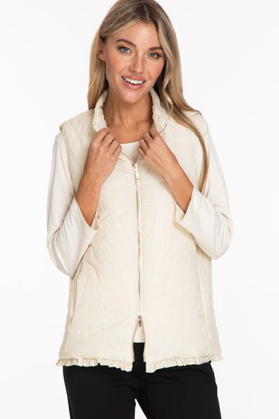 Zip Front Quilted Vest - Soft White