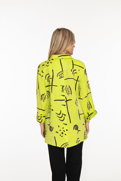 Print Shimmer Shirt - Key Lime