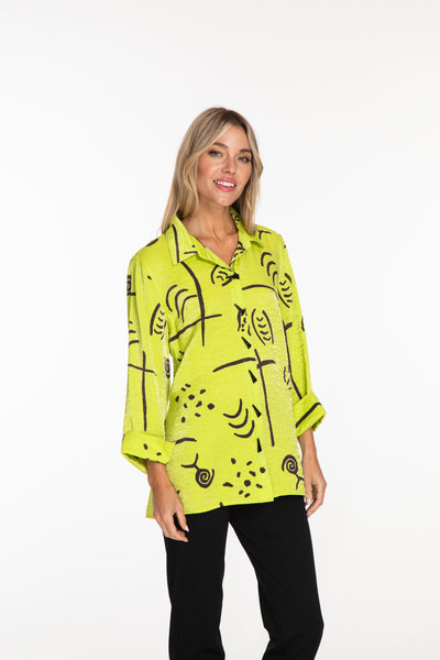 Print Shimmer Shirt - Key Lime
