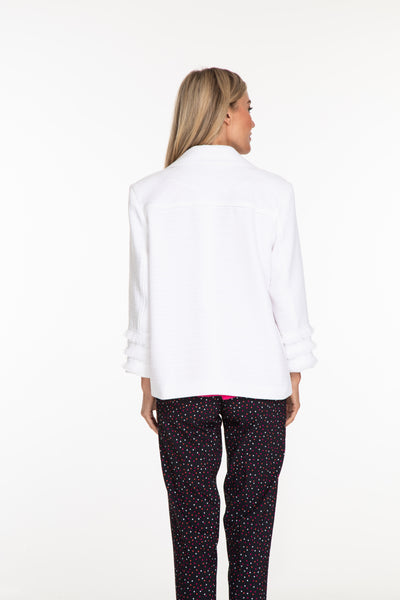 Fringe Sleeve Boucle Jacket - White