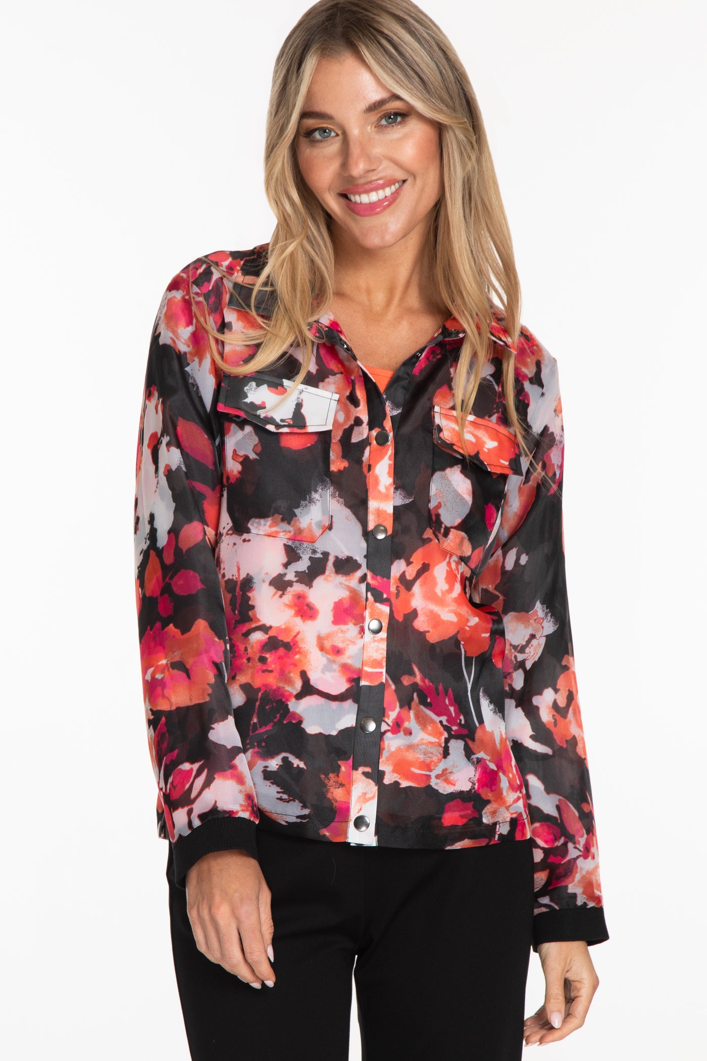 Floral Print Mesh Knit Jacket - Multi