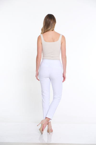 Print Twill Ankle Pant - White