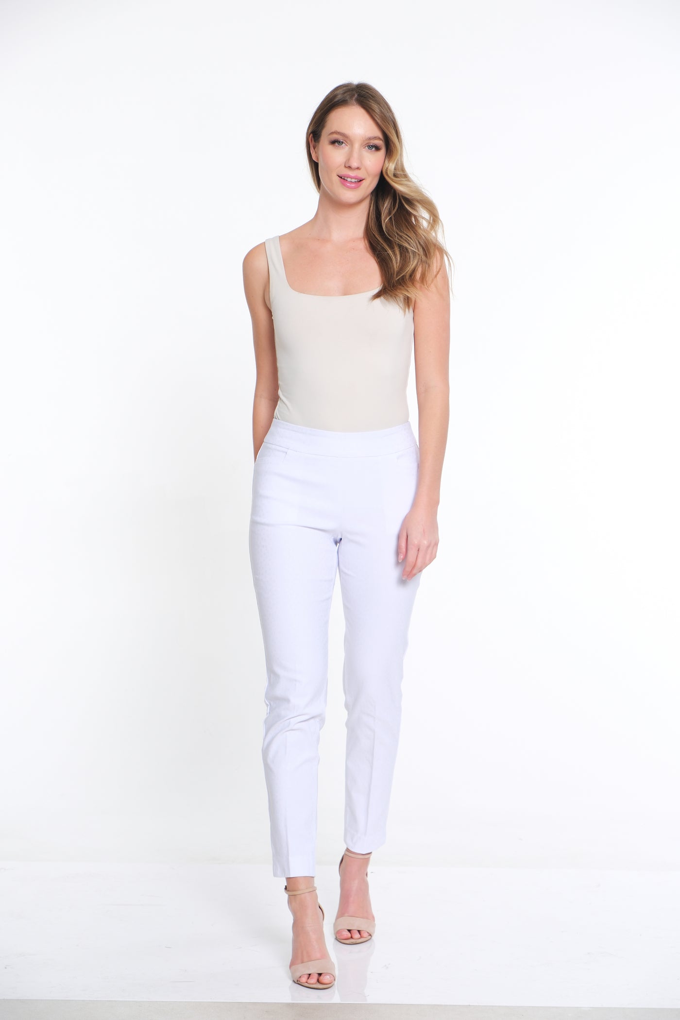 Print Twill Ankle Pant - White