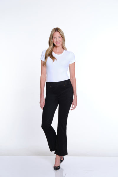 Pull-On Flare Leg Solid Denim Jean - Black Denim