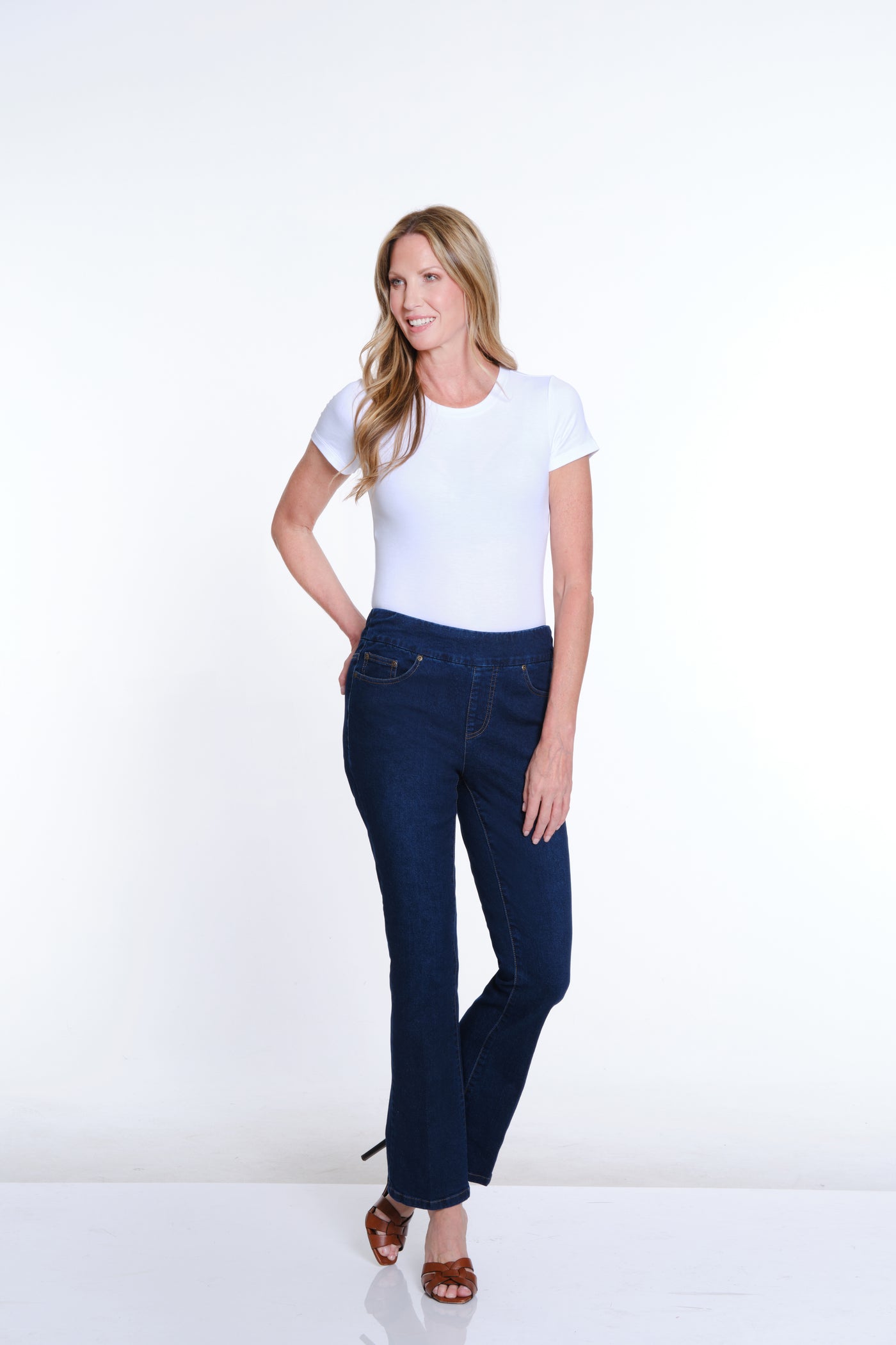 Pull-On Flare Leg Solid Denim Jean - Midnight Indigo