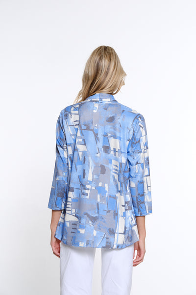 Drapey Open Front Jacket - Abstract Multi