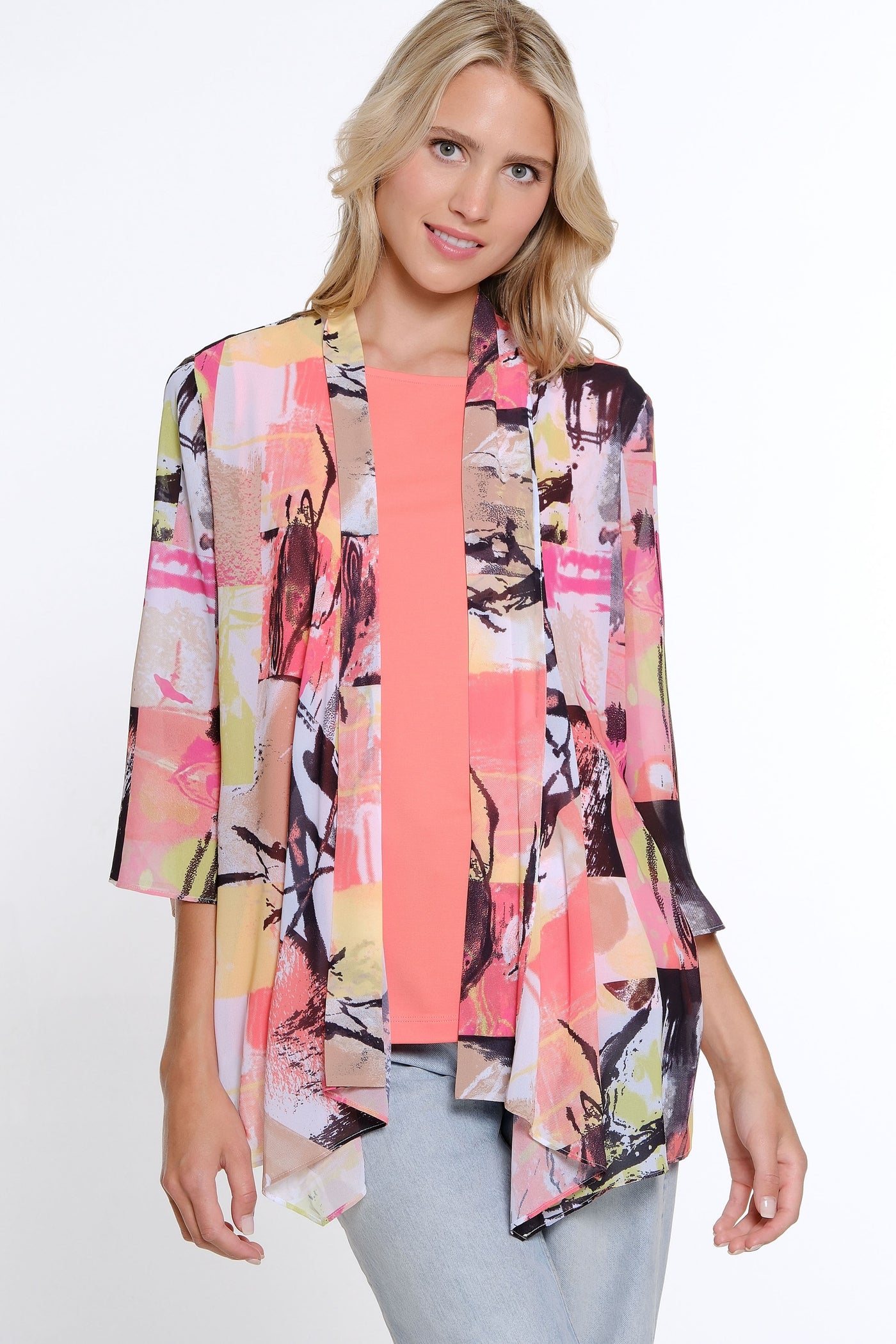 Drapey Open Front Jacket - Women's - Patch Multi