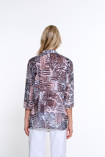 Drapey Open Front Jacket - Pink Print