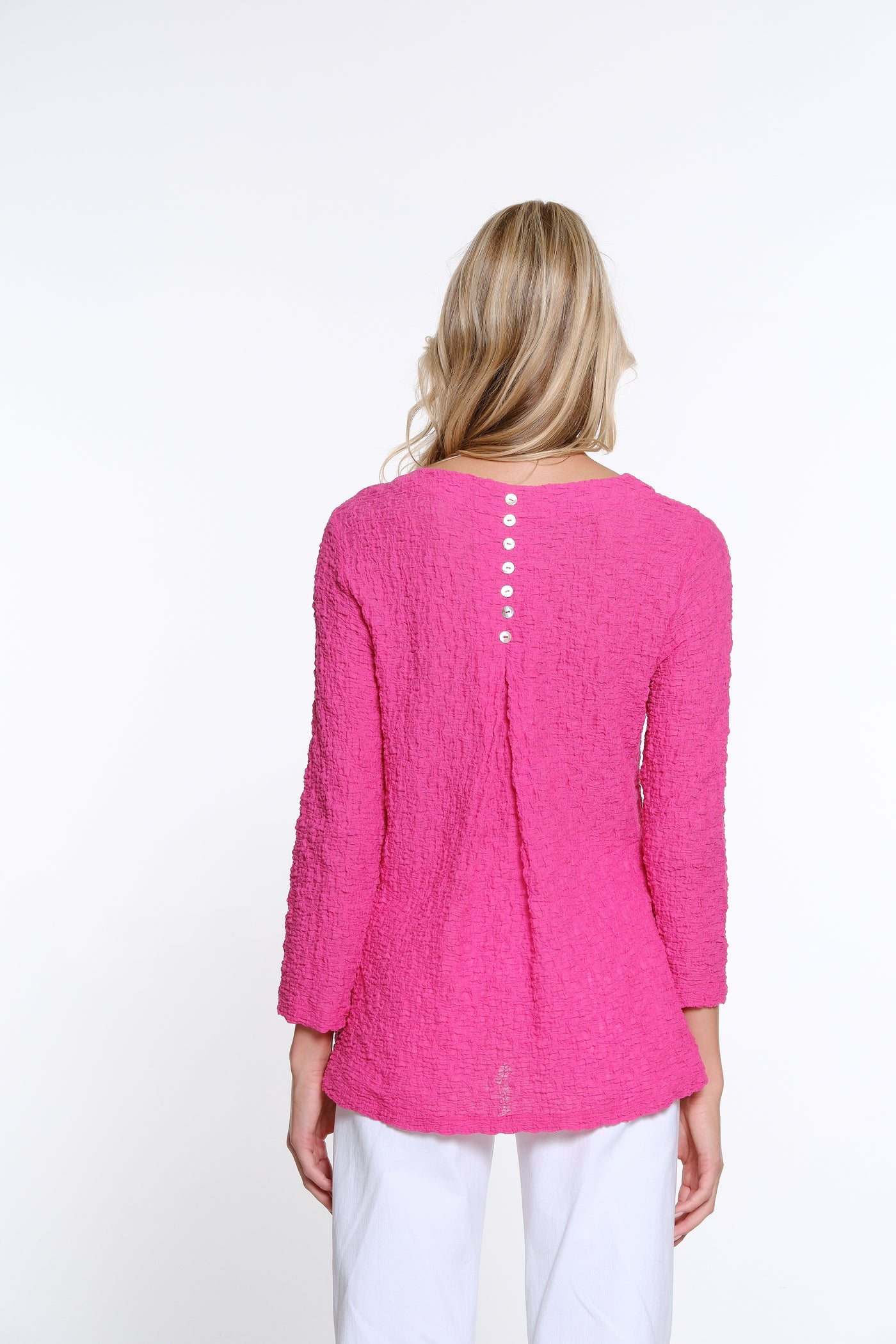 Pleat Back Woven Top - Petite - Fuchsia