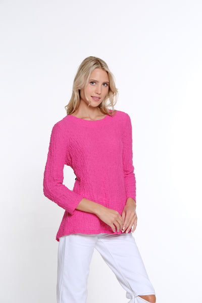 Pleat Back Woven Top - Petite - Fuchsia