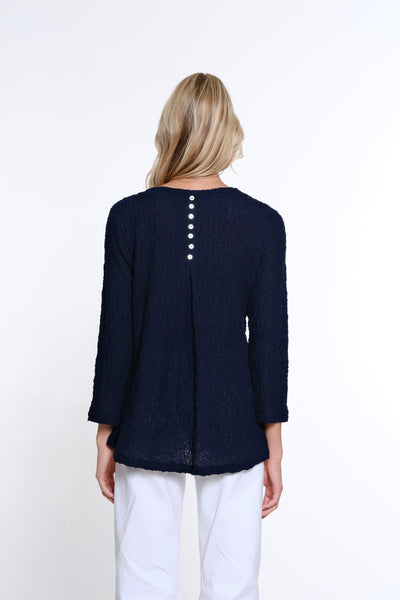 Pleat Back Woven Top - Midnight