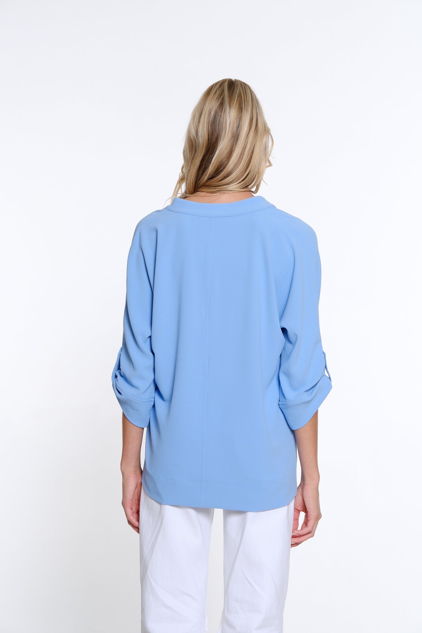 Dolman Sleeve Crinkle Top - Cornflower