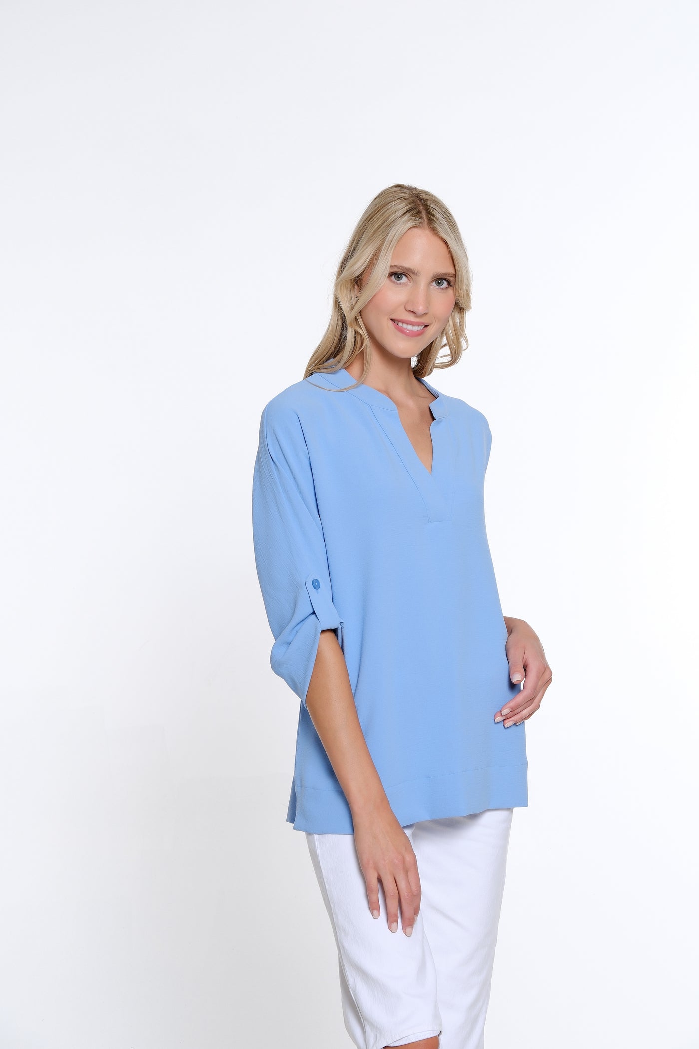 Dolman Sleeve Crinkle Top - Cornflower