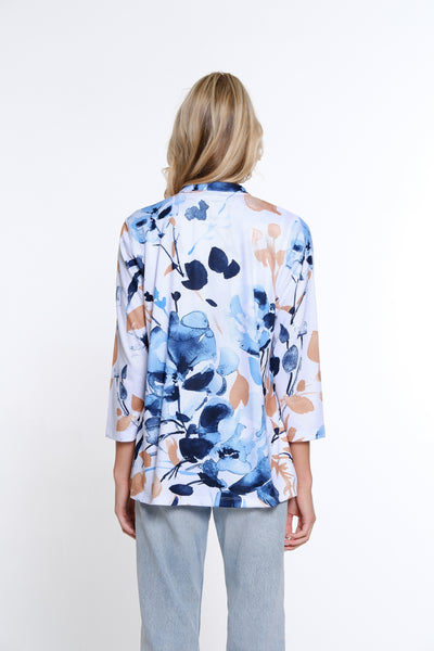 Print Knit Jacket and Matching Tank Set - Blue Print