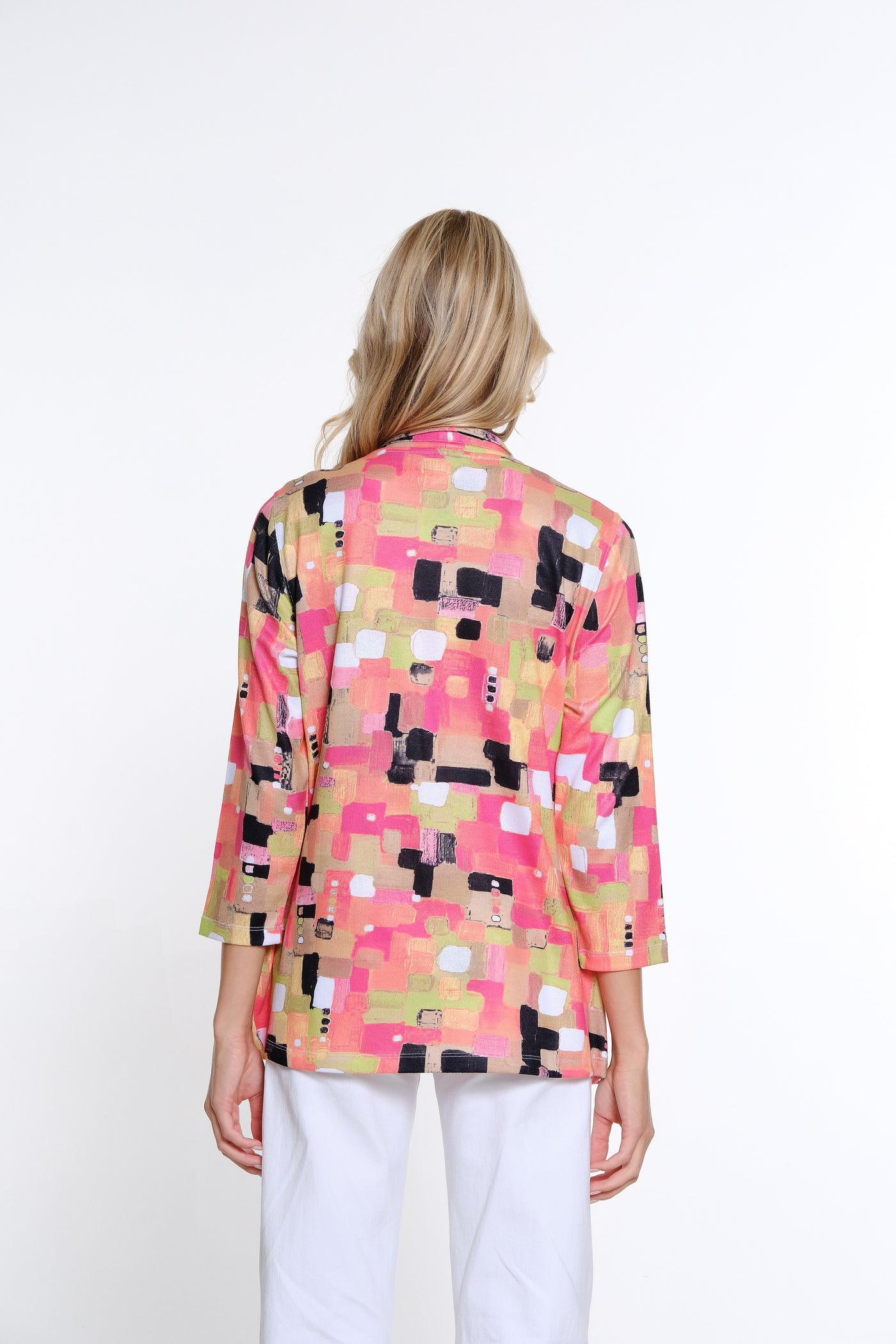 Print Knit Jacket and Matching Tank Set - Women's - Square Multi