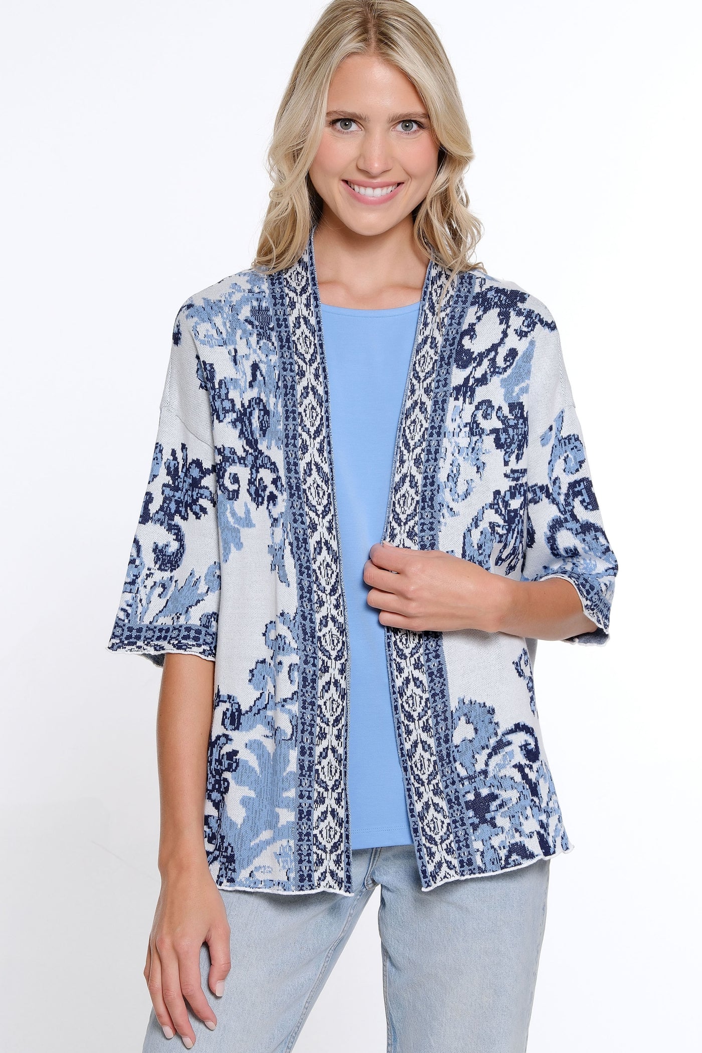 Jacquard Pattern Kimono - Multi