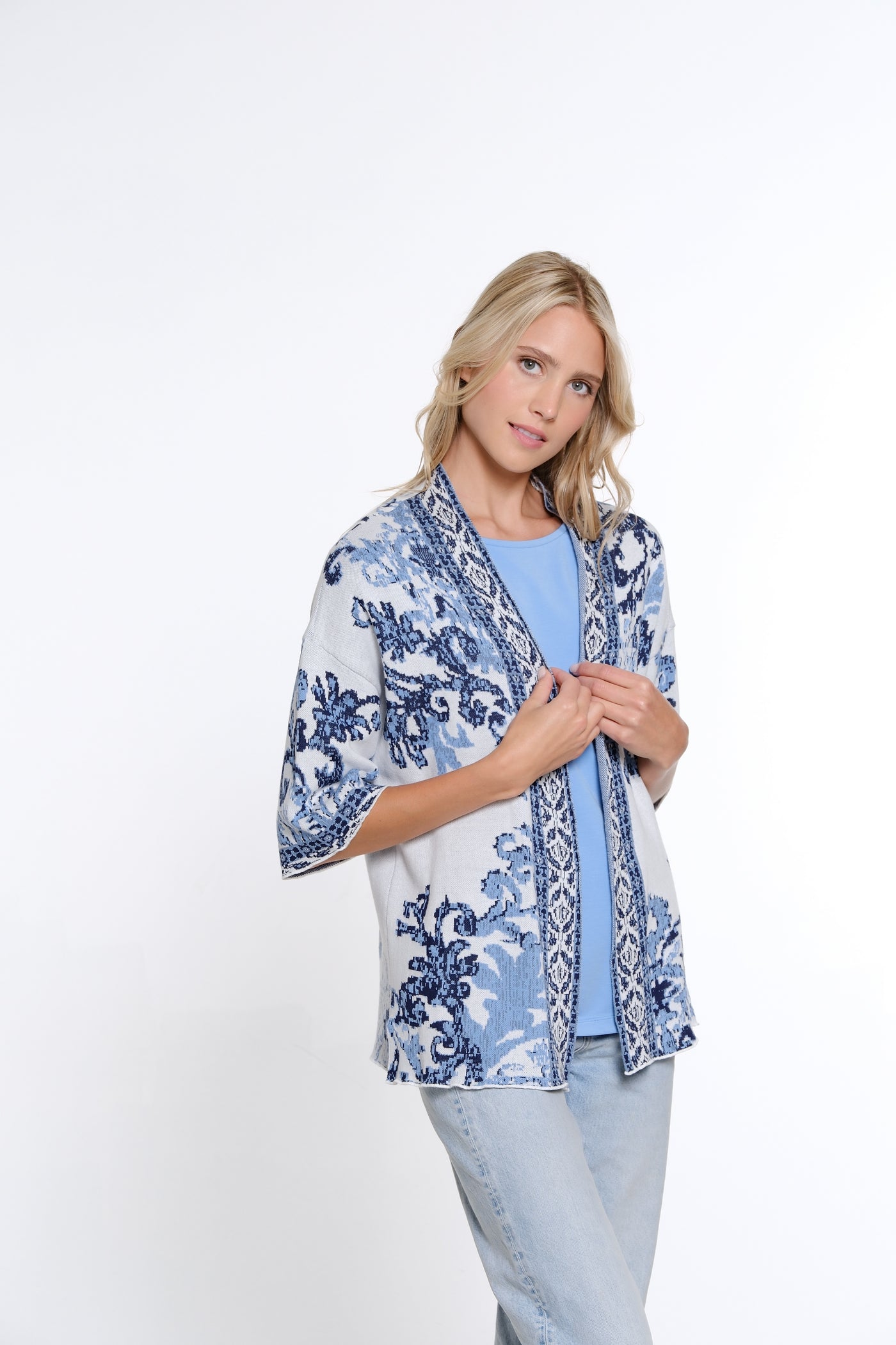 Jacquard Pattern Kimono - Multi