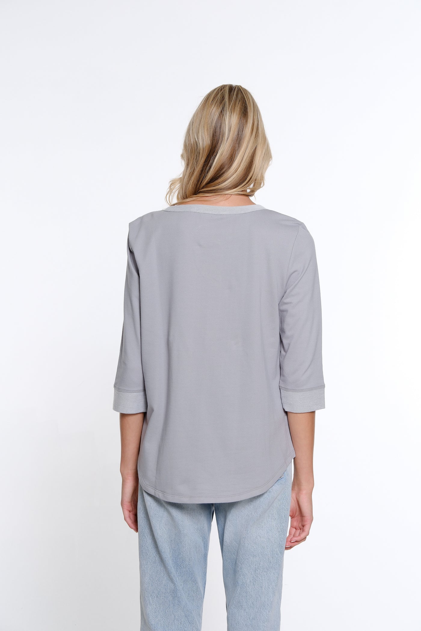 Boat Neck Knit Top - Sky Grey