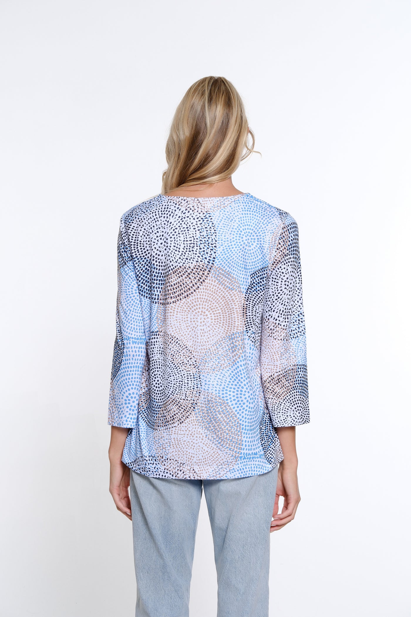 Print Notch Neck Slub Knit Top - Women's - Multi