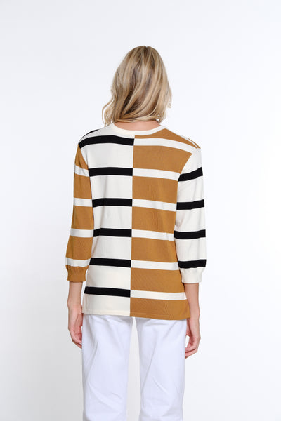 Jewel Neck Striped Sweater - Multi