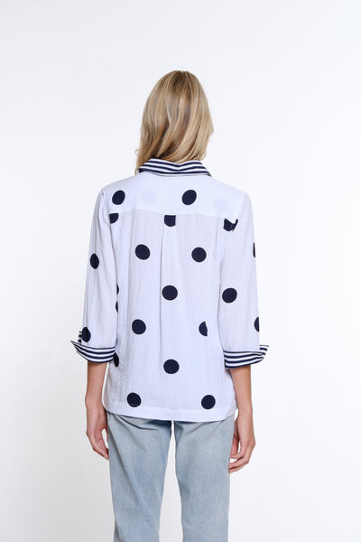 Polka Dot Woven Shirt - Women's - Midnight