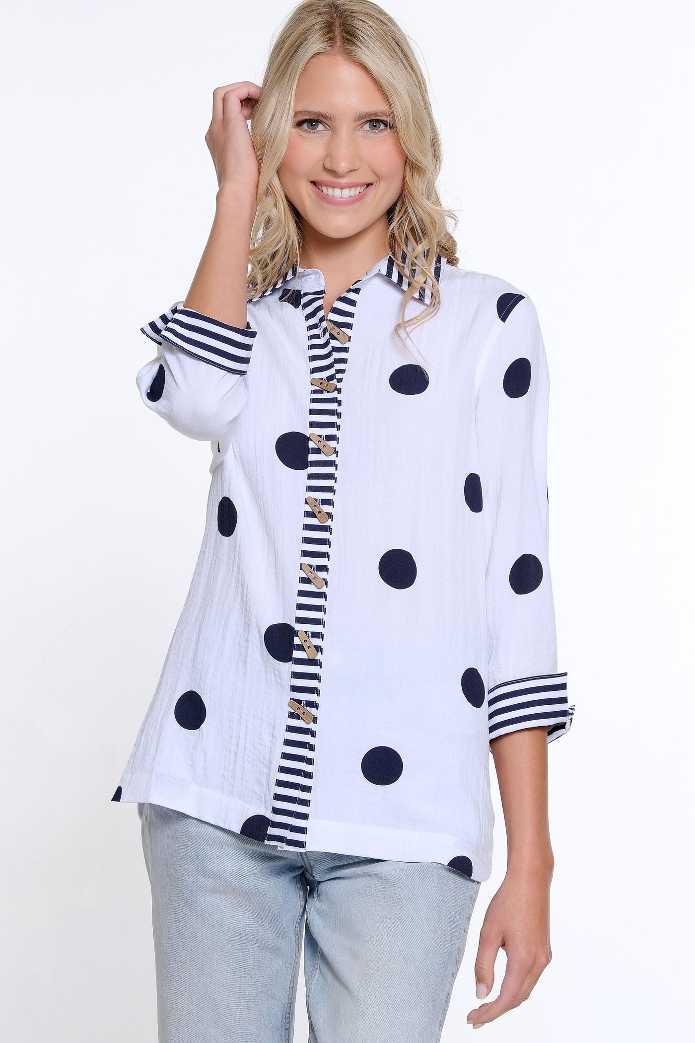 Polka Dot Woven Shirt - Petite - Midnight