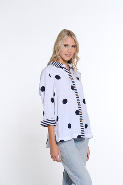 Polka Dot Woven Shirt - Women's - Midnight