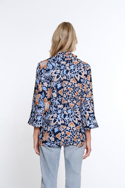 Floral Print Flounce Sleeve Jacket - Petite - Multi