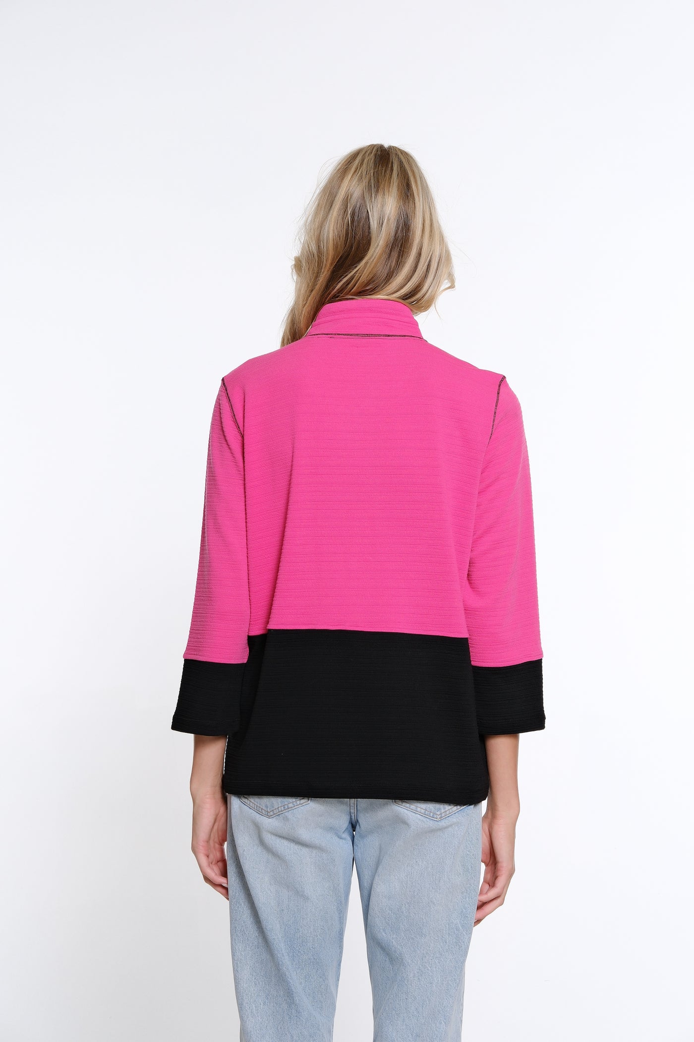 Solid & Striped Jacquard Jacket - Fuchsia