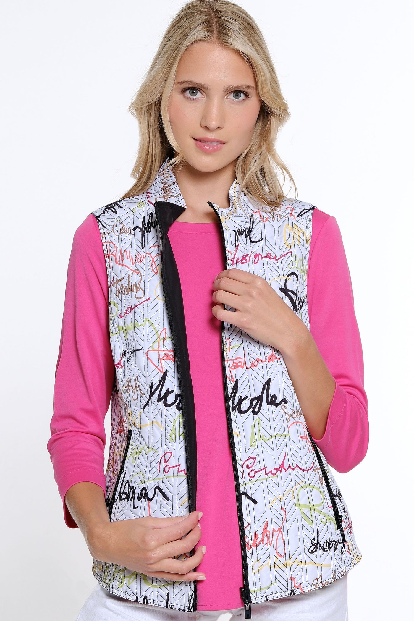 Quilted Reversible Print Vest - Multi