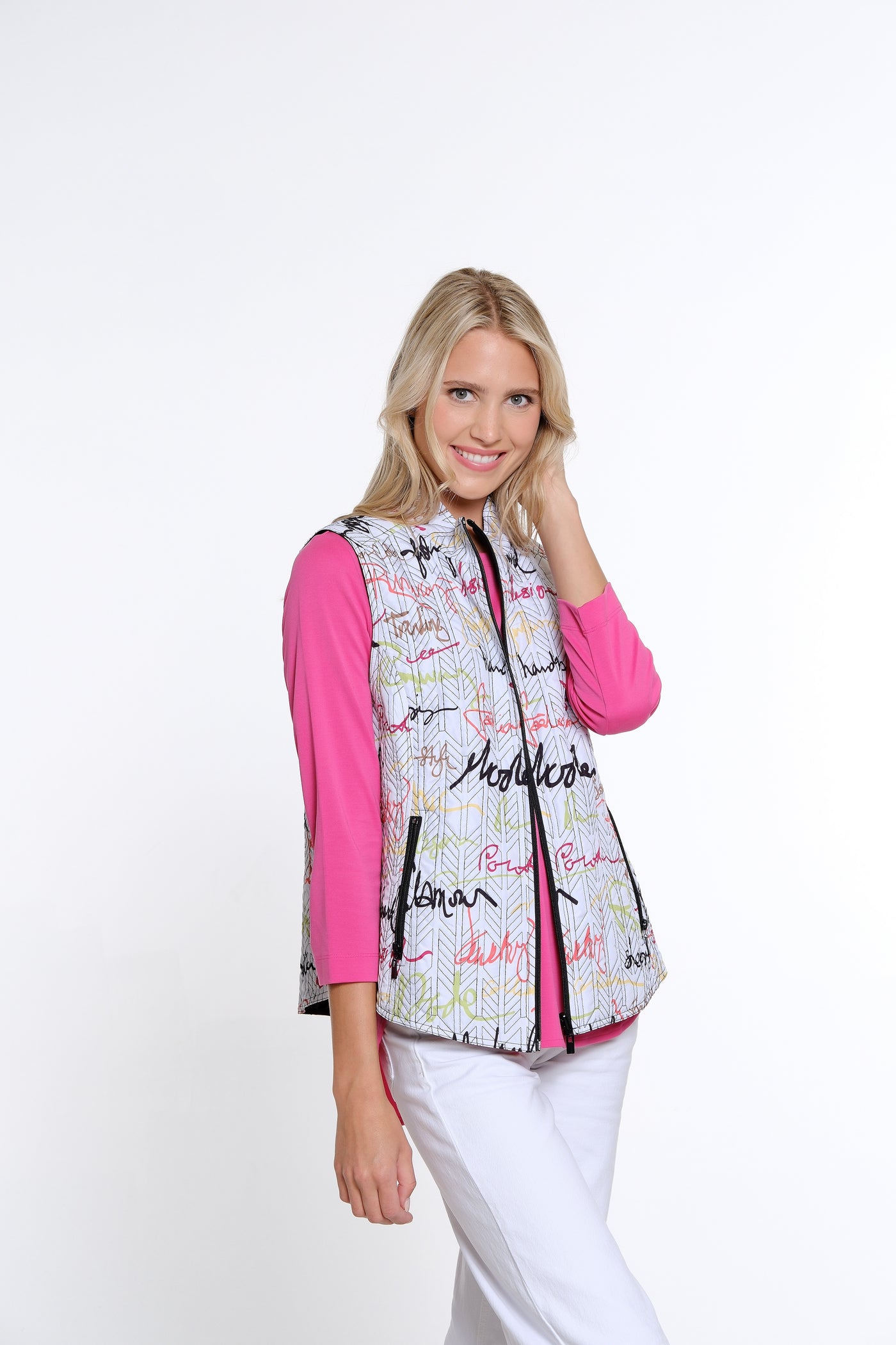 Quilted Reversible Print Vest - Multi