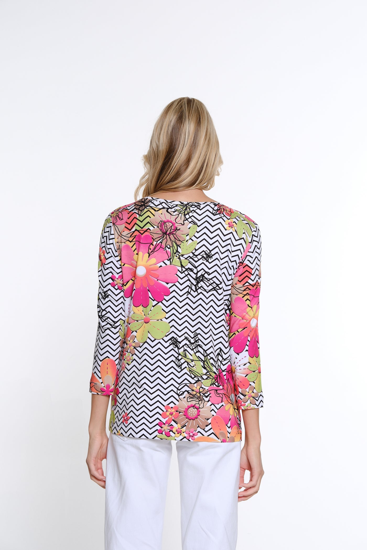 Embellished Print Knit Top - Petite - Multi