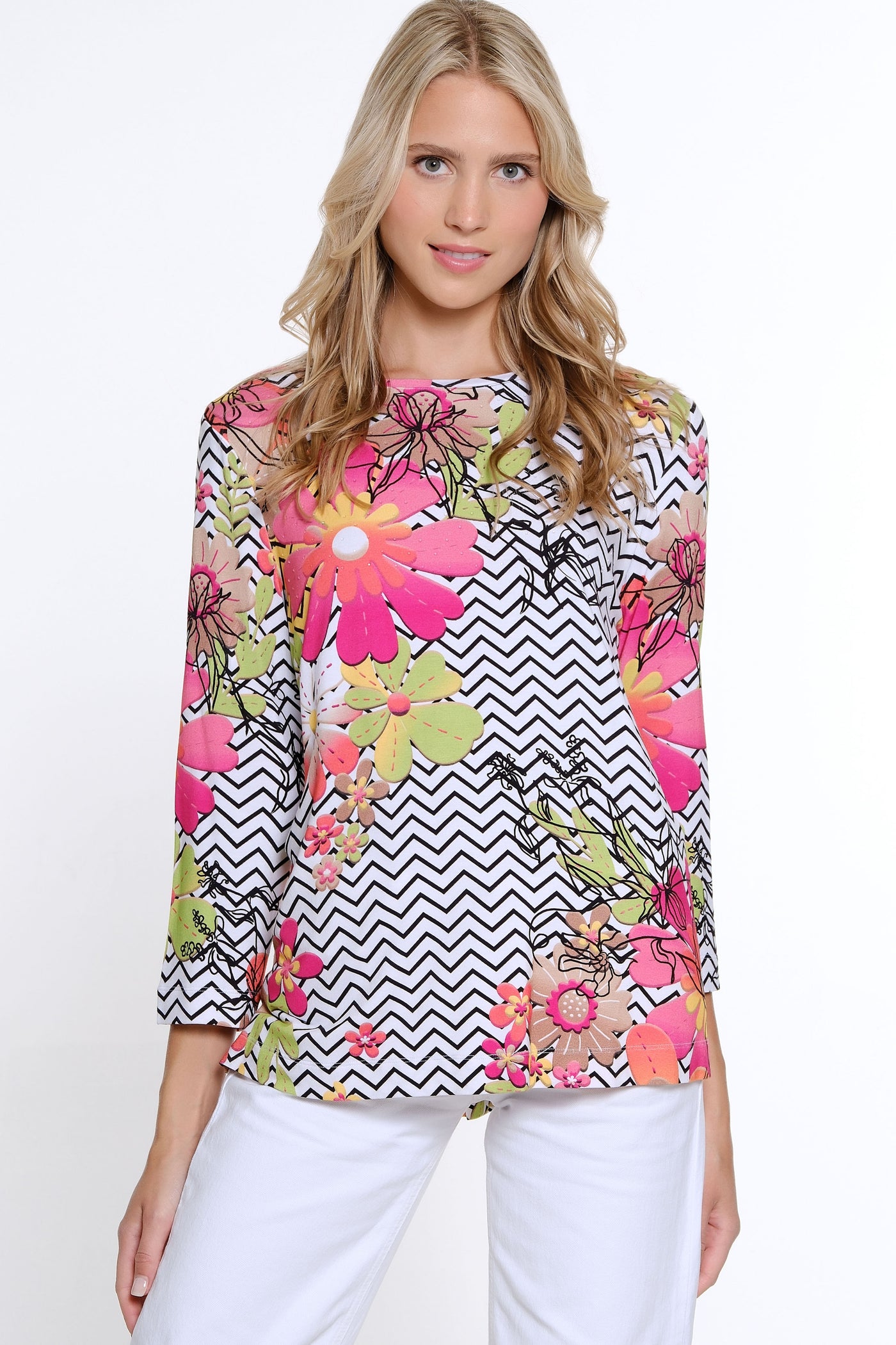 Embellished Print Knit Top - Petite - Multi