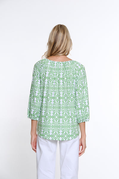Raglan Sleeve Peasant Top - Classic Green