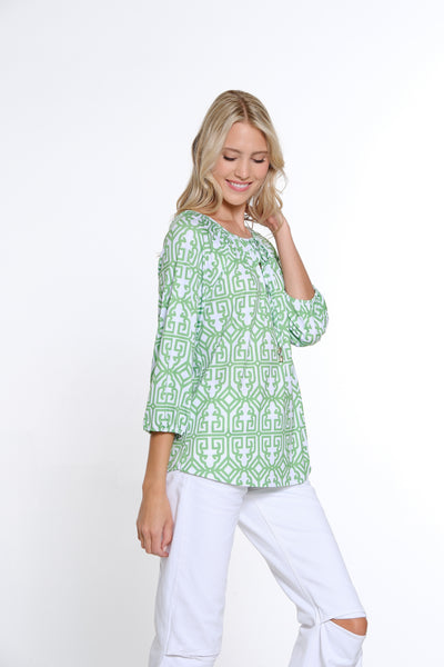 Raglan Sleeve Peasant Top - Classic Green