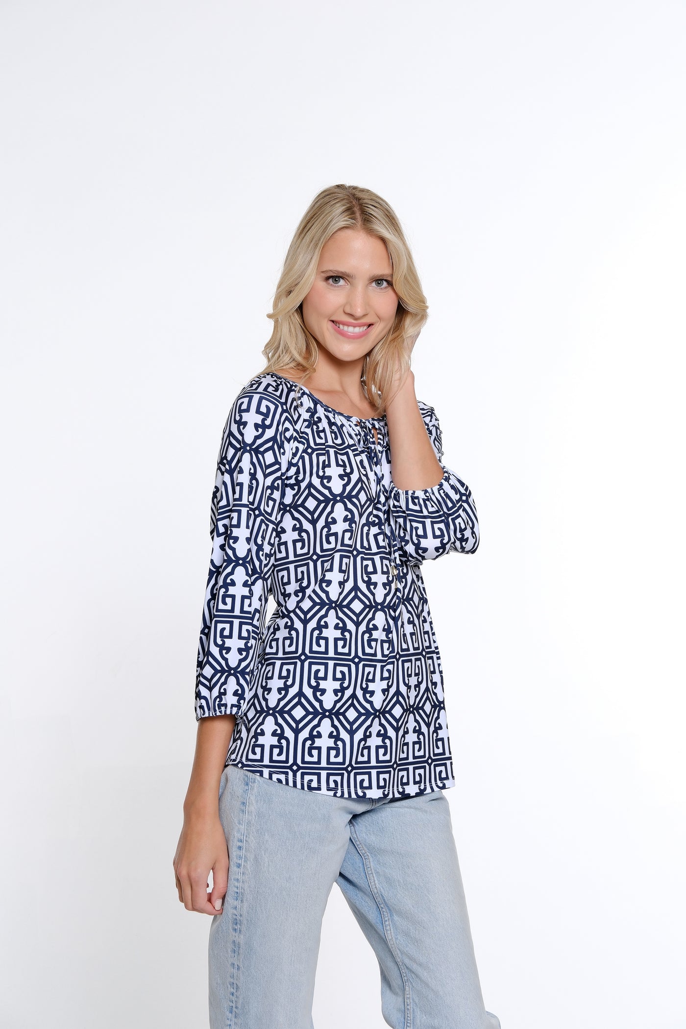 Raglan Sleeve Peasant Top - Midnight