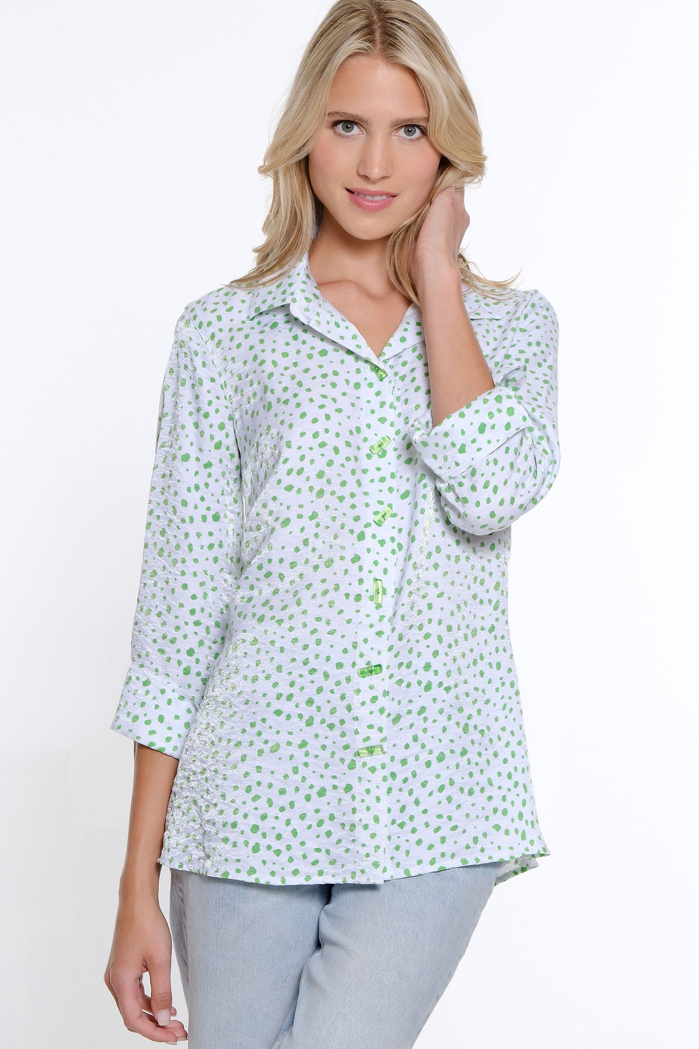 Print Shimmer Shirt - Classic Green