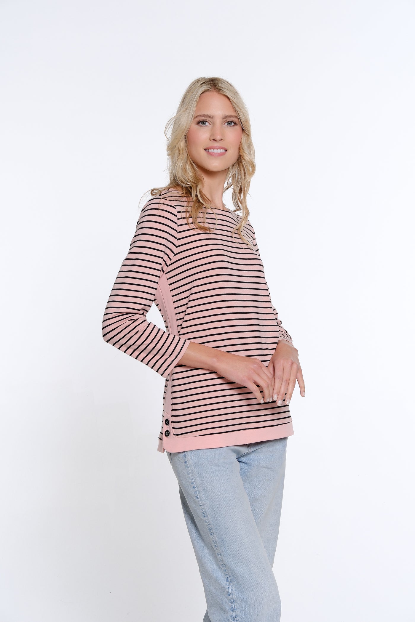 Striped French Terry Top - Women's - Blush