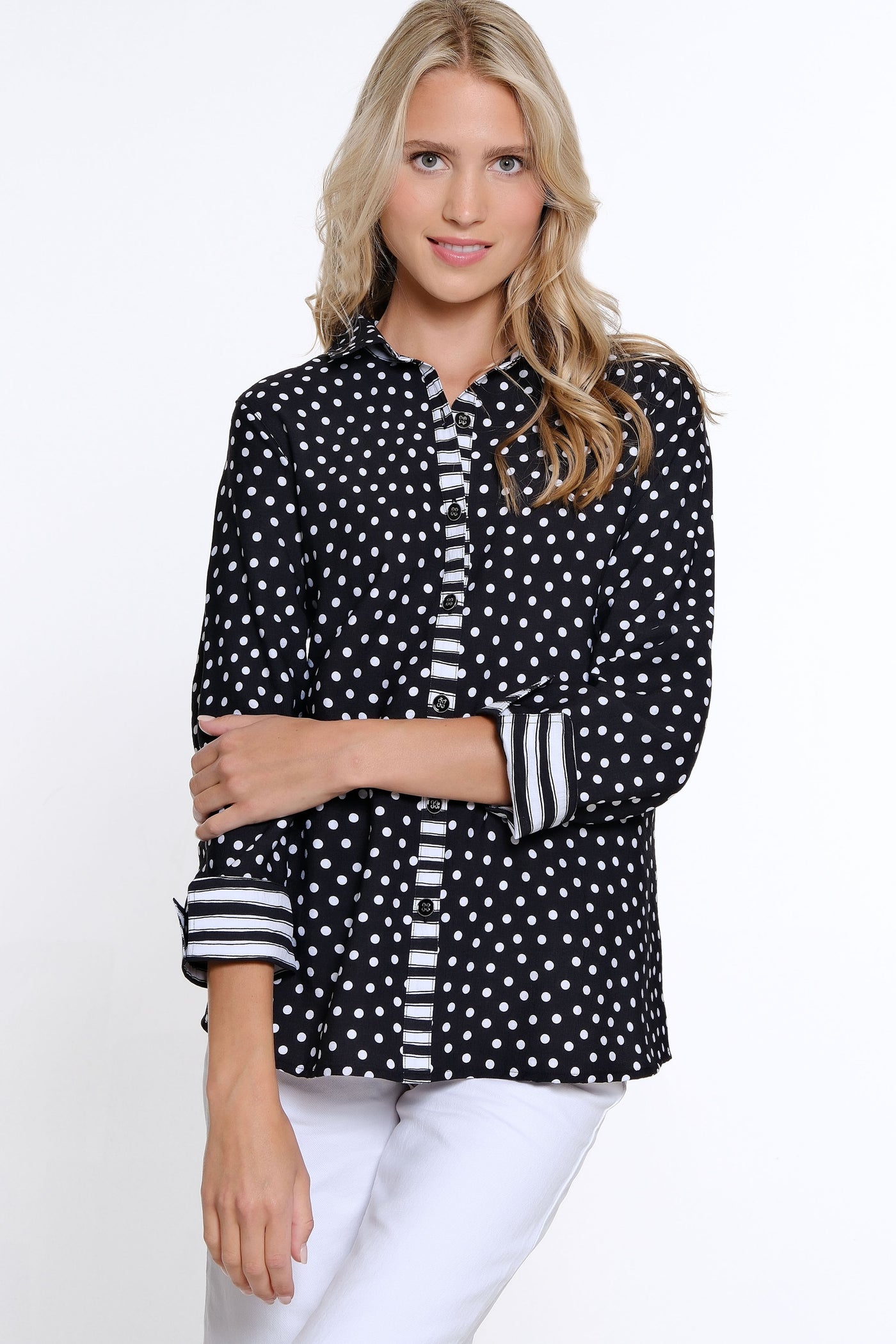 Polka Dot Woven Shirt - Petite - Black