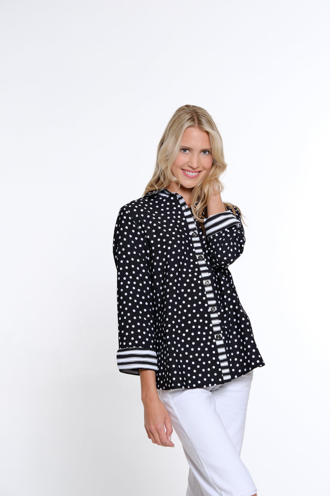 Polka Dot Woven Shirt - Black